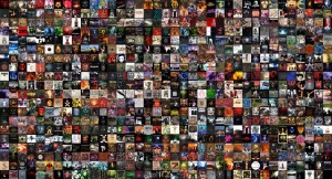 Montage de pochettes d'albums réalisé avec "montage" de la suite imagemagick